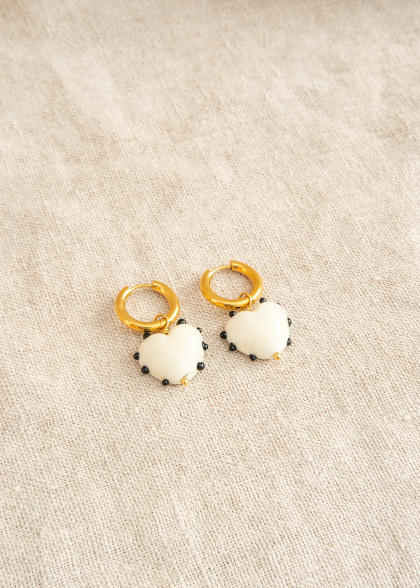 Milagros Heart Earrings in Ivory