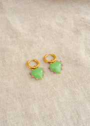 Milagros Heart Earrings in Jade Green