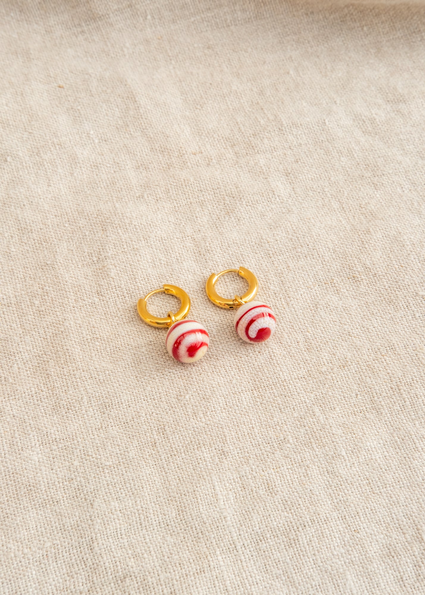 Stripey Bola Red Earrings