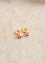 Stripey Bola Red Earrings