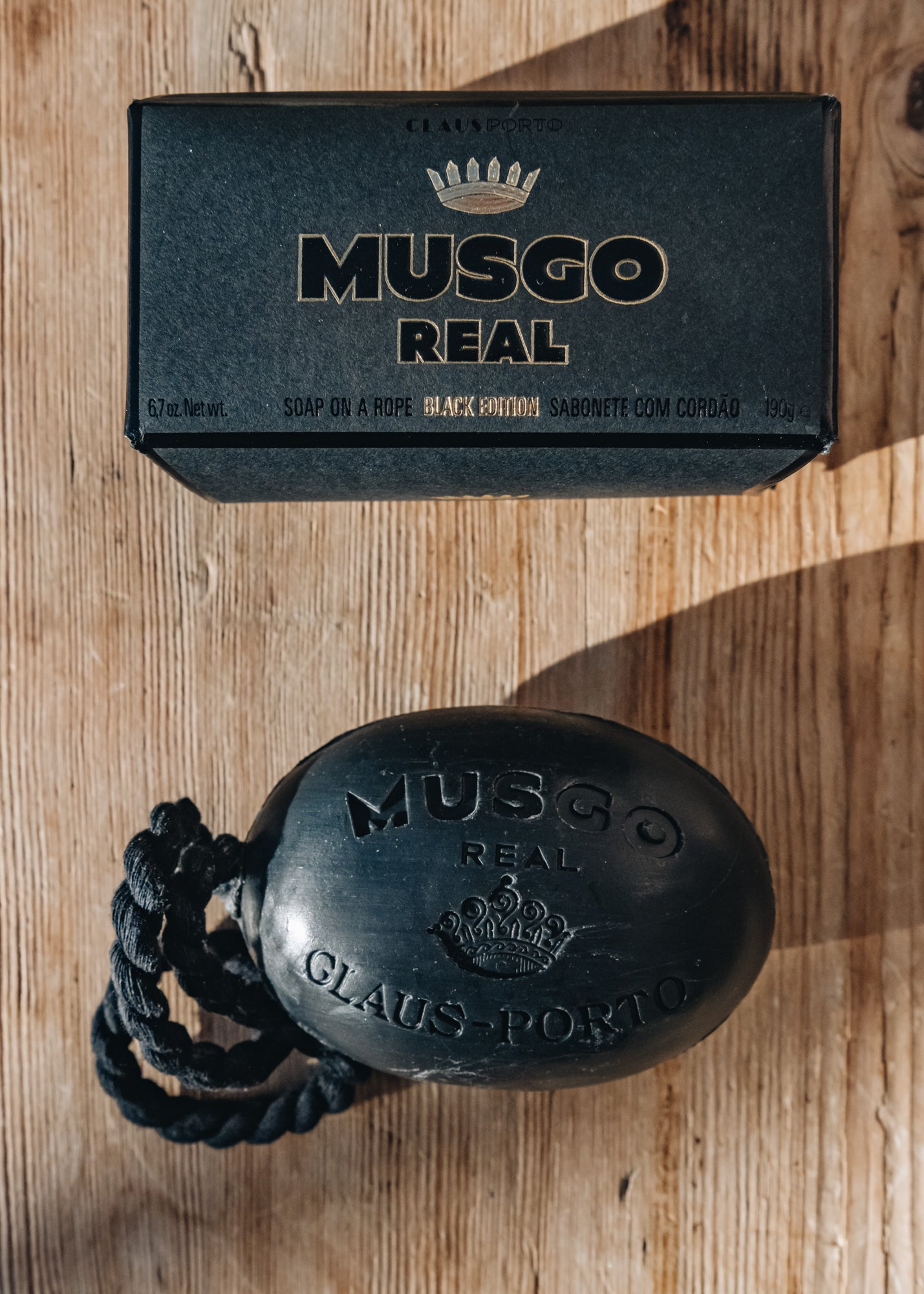 Musgo Black Soap on Rope