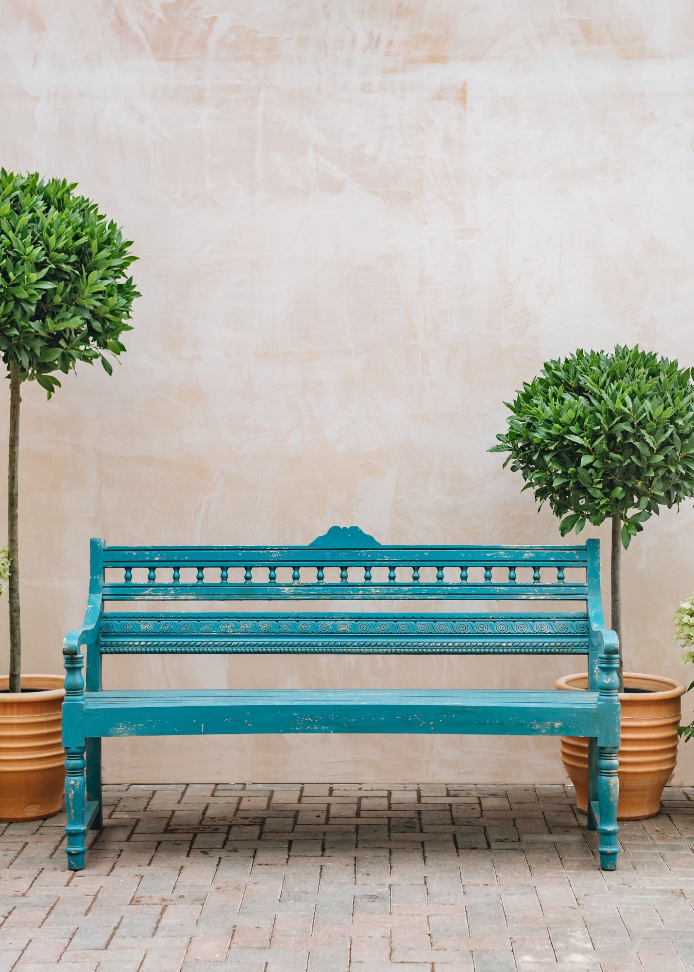Three Seater Blue Bobbin Indian Bench