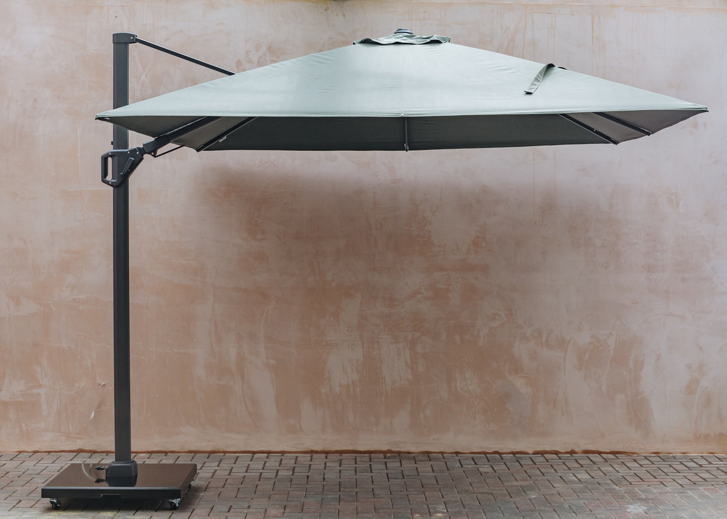 T2 Challenger Square Free Arm Parasol in Olive (3mx3m)