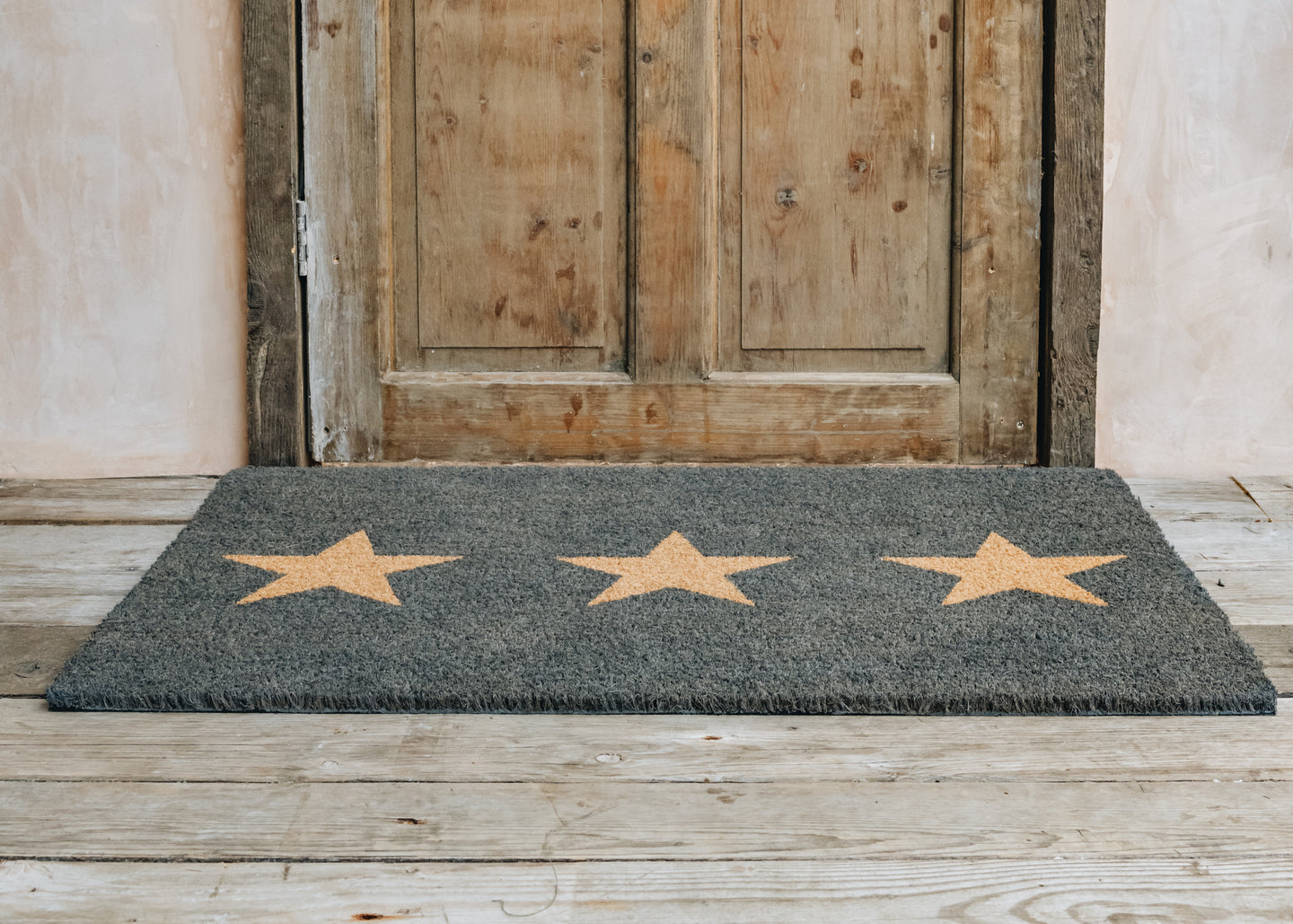 Charcoal with Three Stars Large Doormat