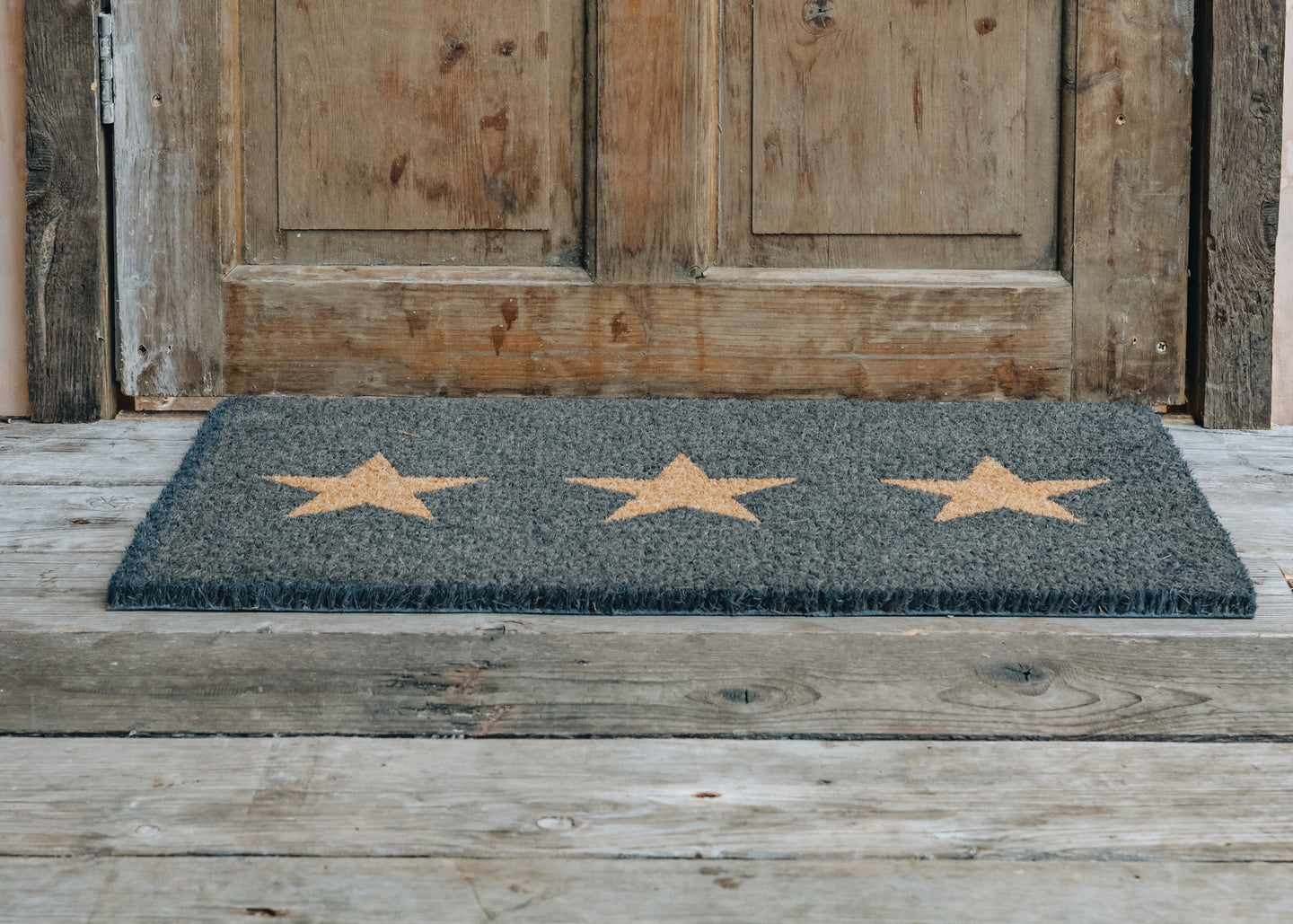 Charcoal with Three Stars Small Doormat