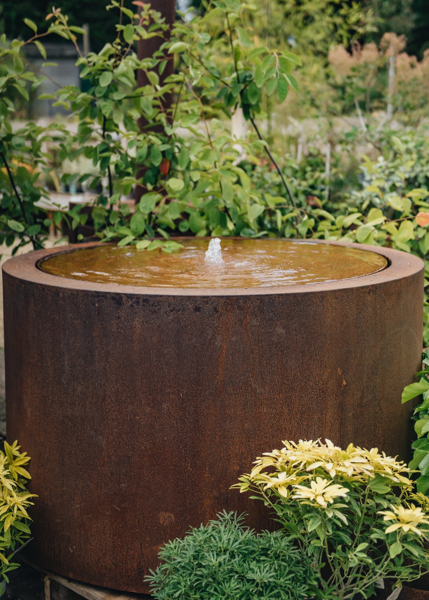 High Drum Corten Steel Water Feature