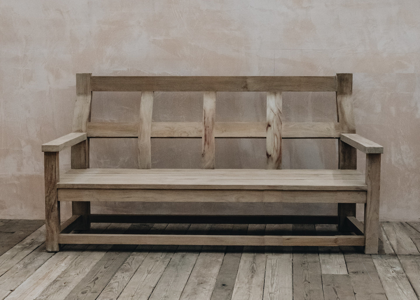 Gustave Small Teak Bench in Natural Grey