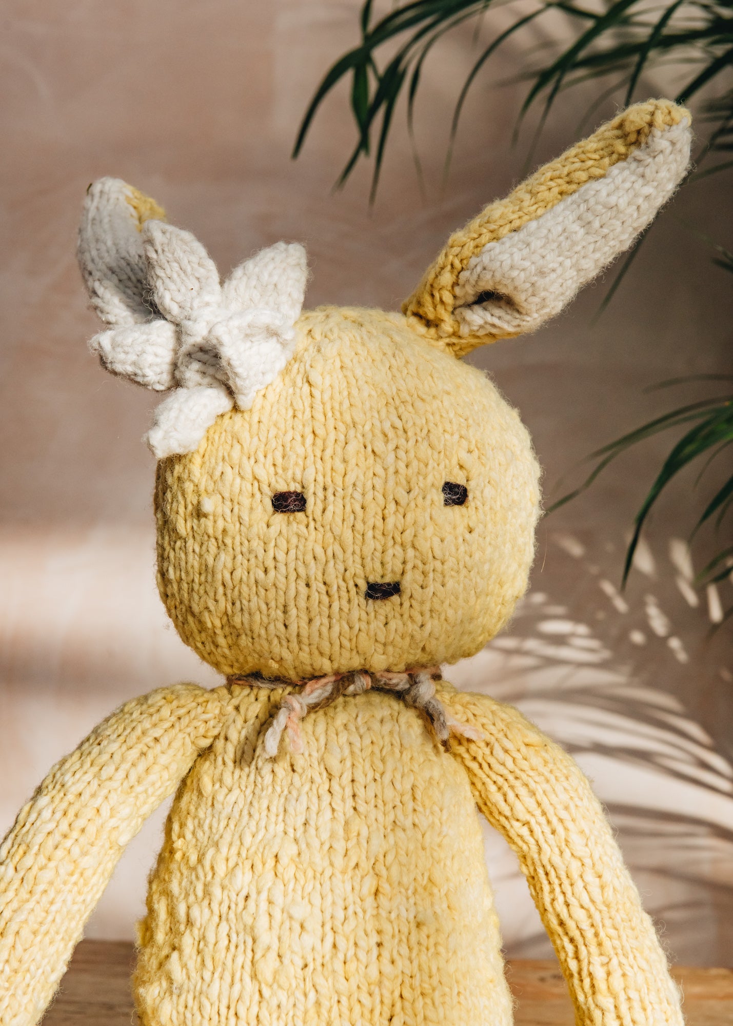 Hand Knitted Ditsy Rabbit in Yellow