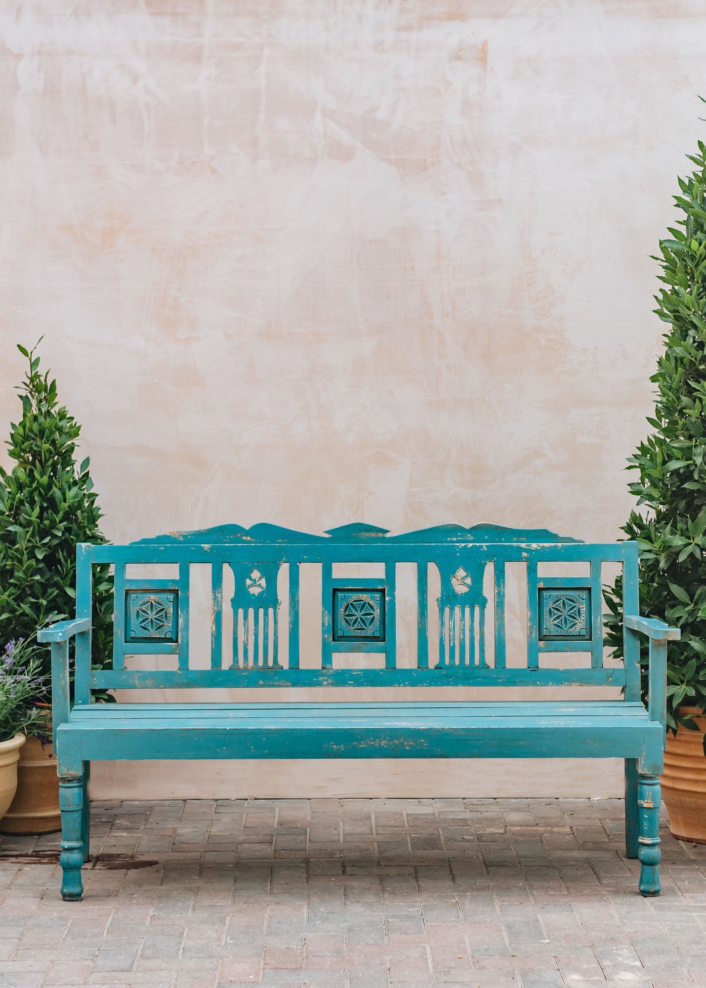 Three Seater Blue Fiddle Bench