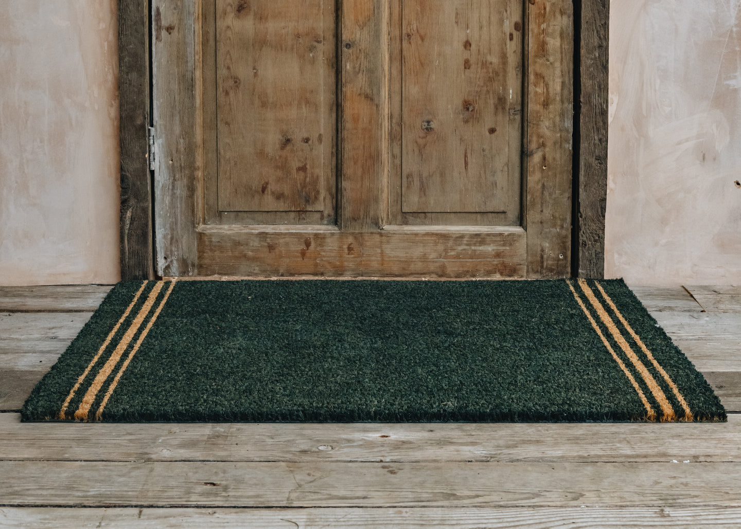 Forest Green Triple Stripe Large Doormat
