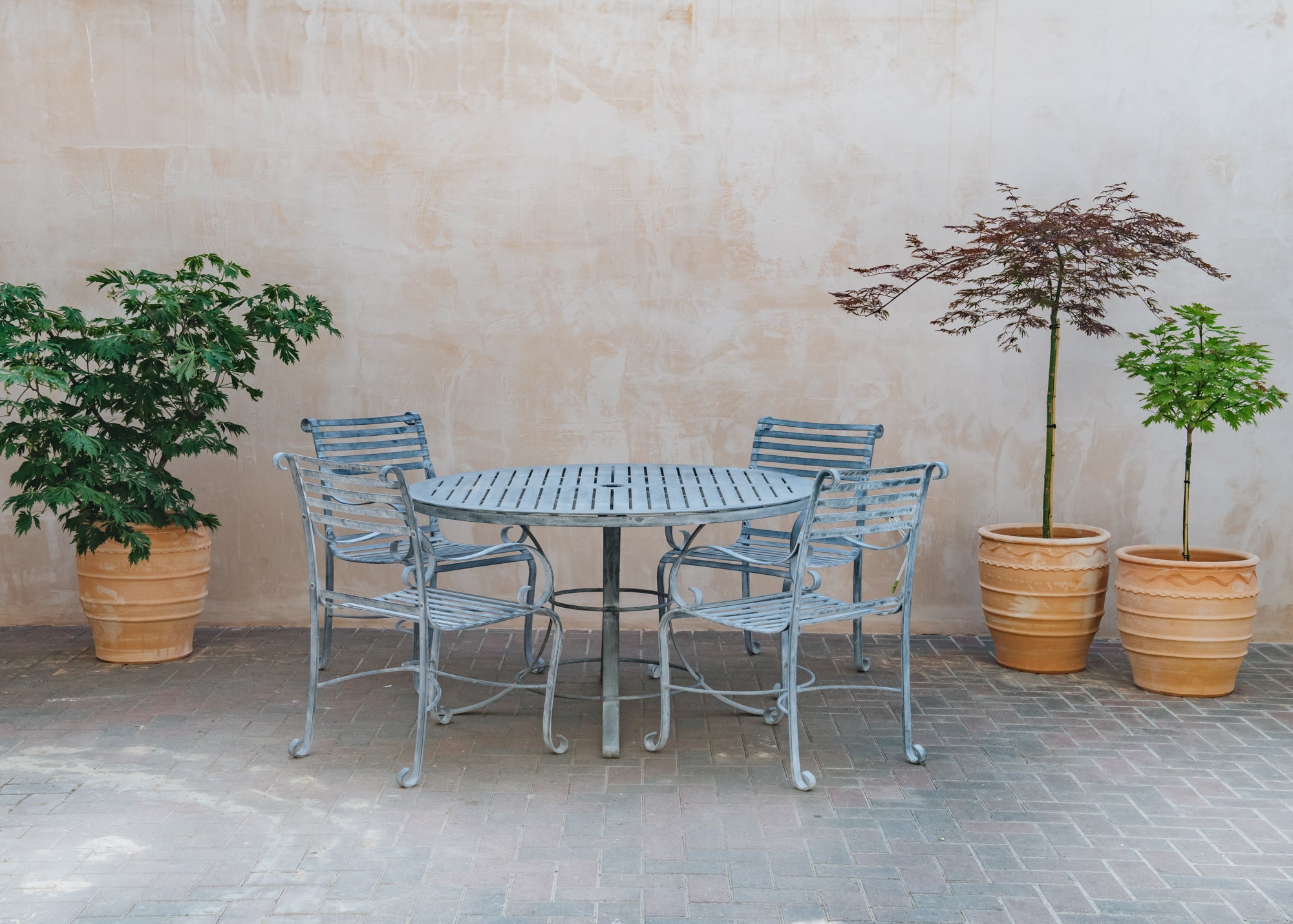 Round garden dining set sales