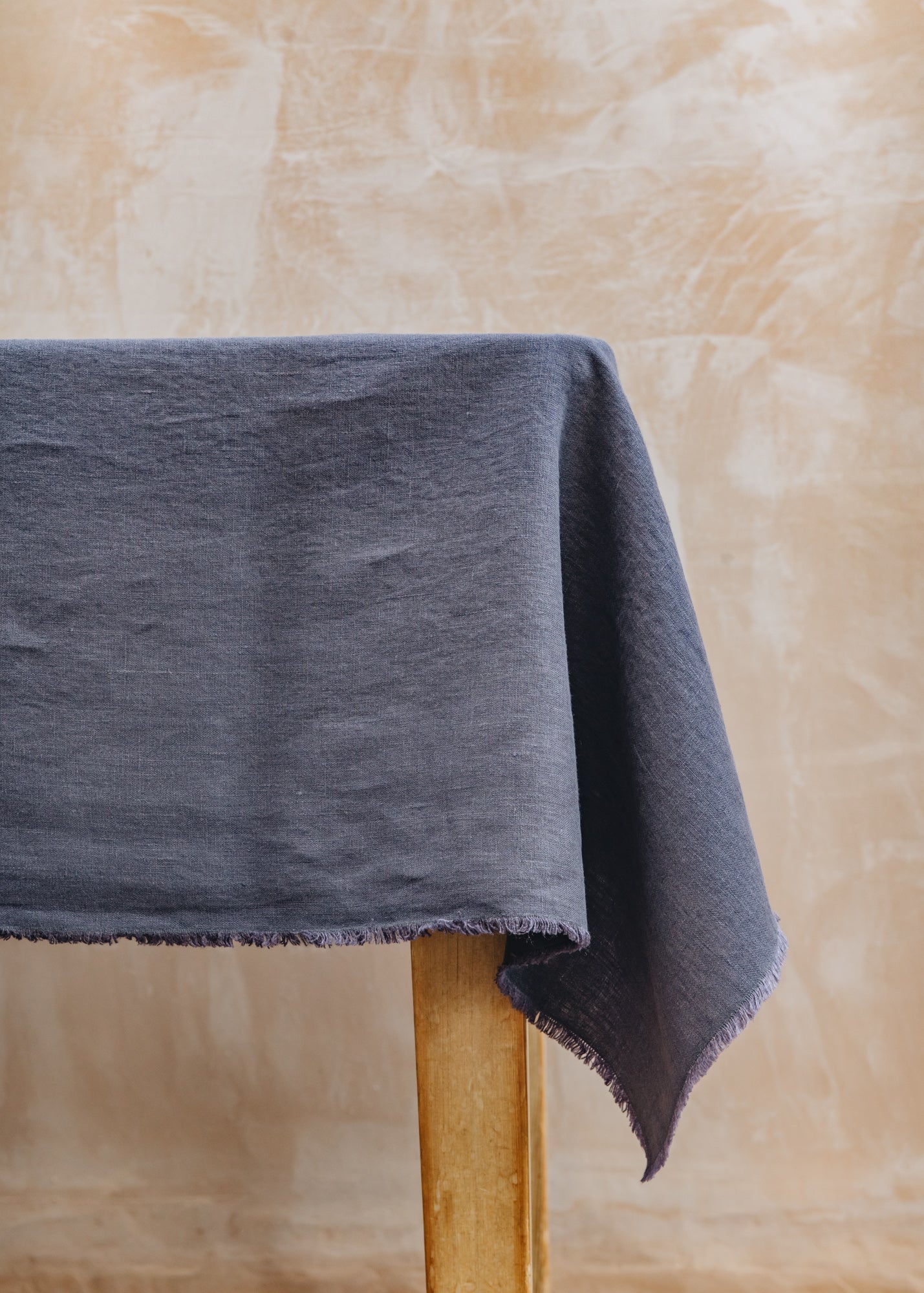 Burford Linen Fringed Tablecloth in Dark Grey