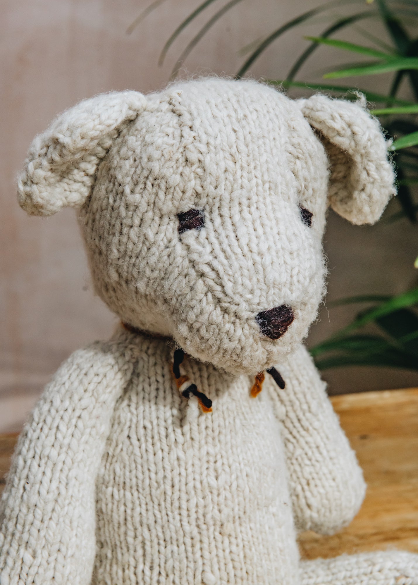 Hand Knitted Medium Teddy Bear in Cream