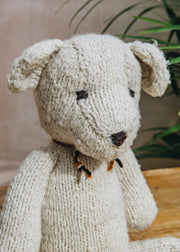 Hand Knitted Medium Teddy Bear in Cream