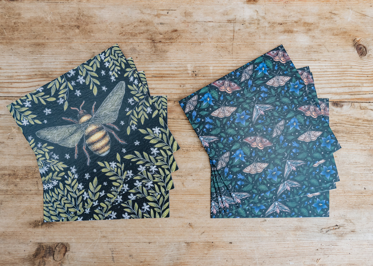 Honeybees and Moths Notecards, pack of eight