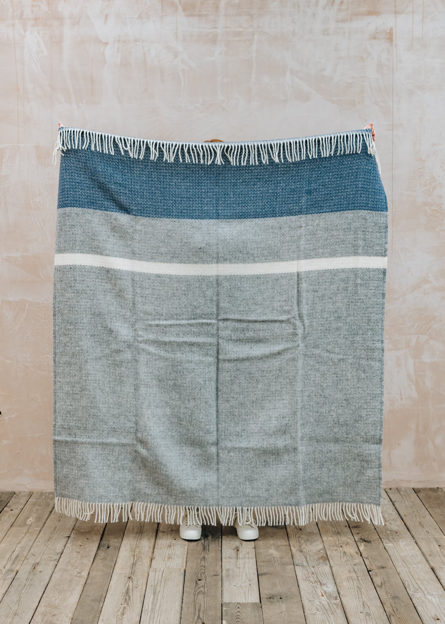 Illusion Panel Grey and Blue Slate Throw