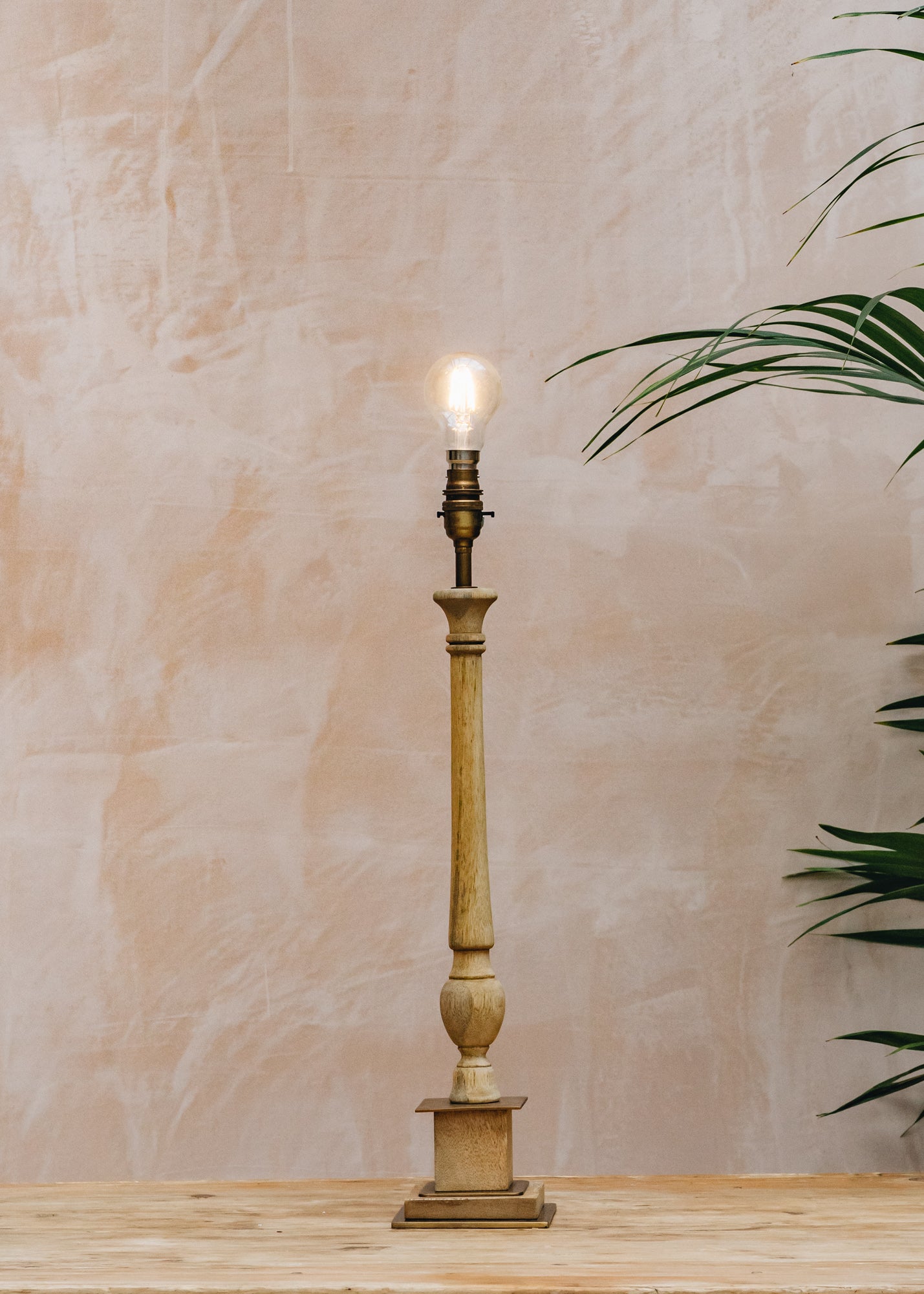 Lima Waxed Wood and Brass Table Lamp