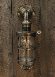 Outdoor Obere Caged Antique Brass Light