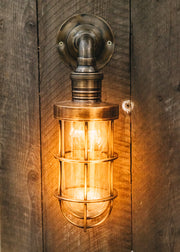 Outdoor Obere Caged Antique Brass Light