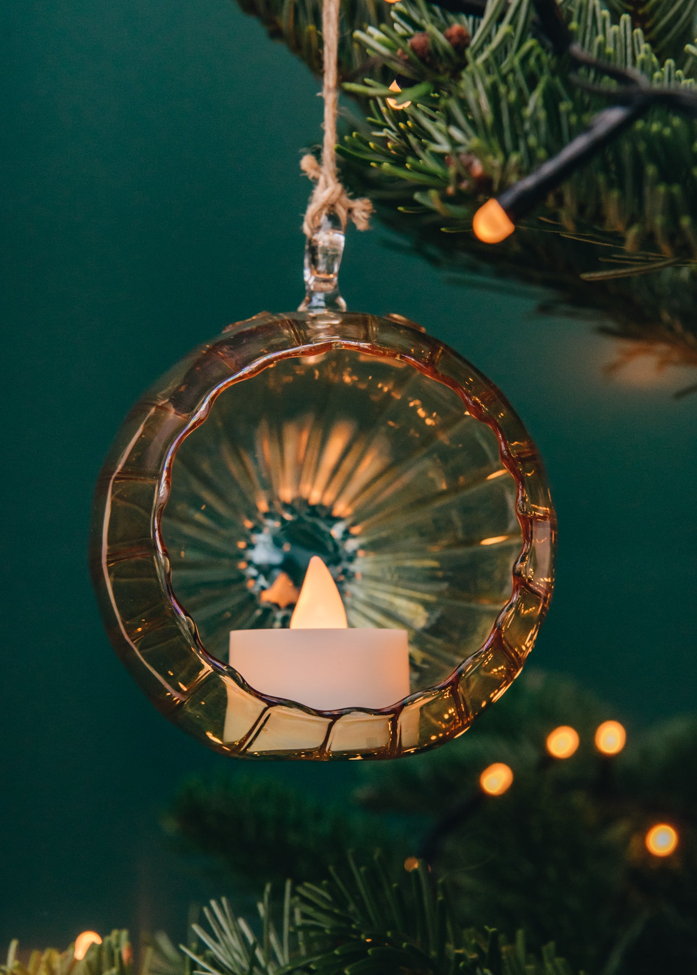 Treasure Tree Open Tealight Holder Bauble in Gold
