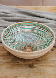 Peacock Green and Brown Large Bowl