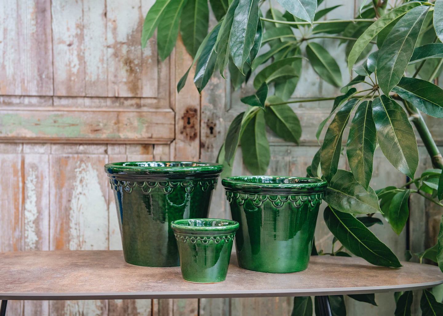 Emerald Green Glazed Copenhagen Pots