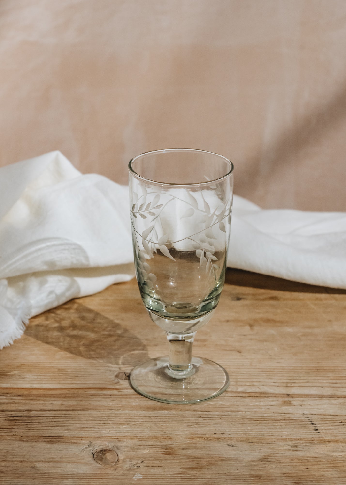 Rambling Vine Etched Champagne Glass