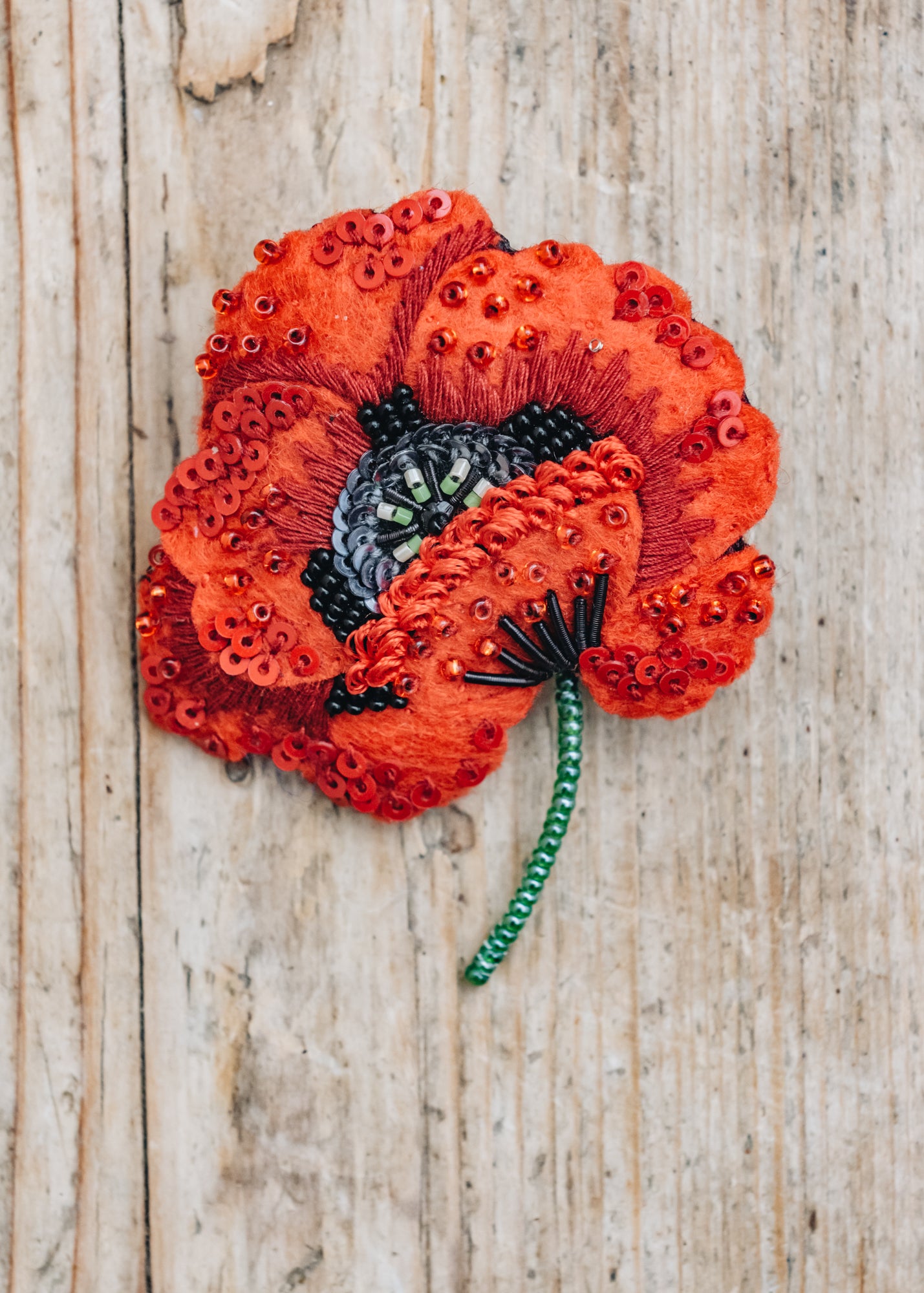 Red Poppy Brooch