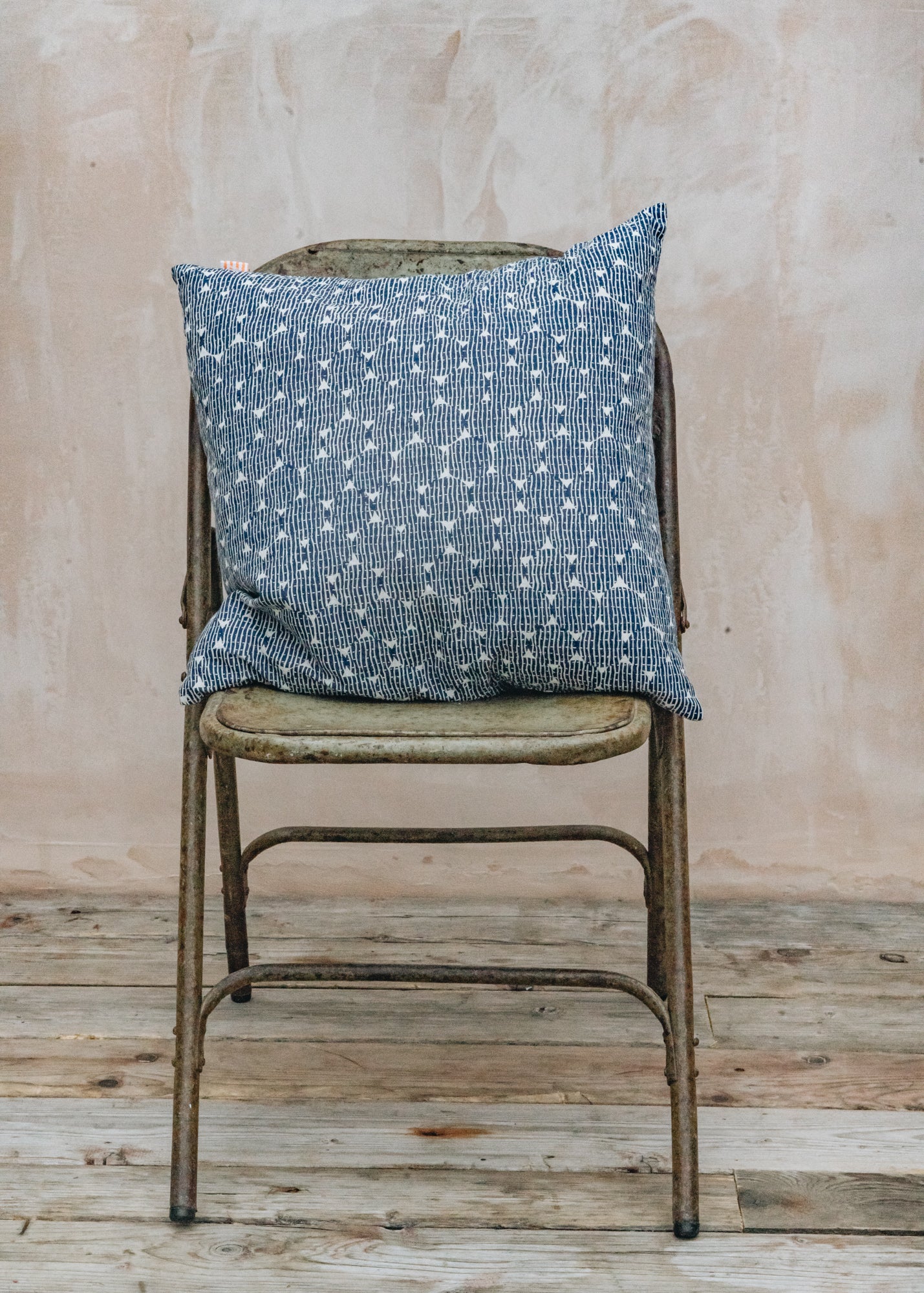 AfroArt Rounds Pillow in Blue and White