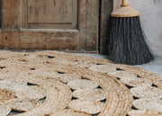 Indra Round Patterned Jute Rug 120cm