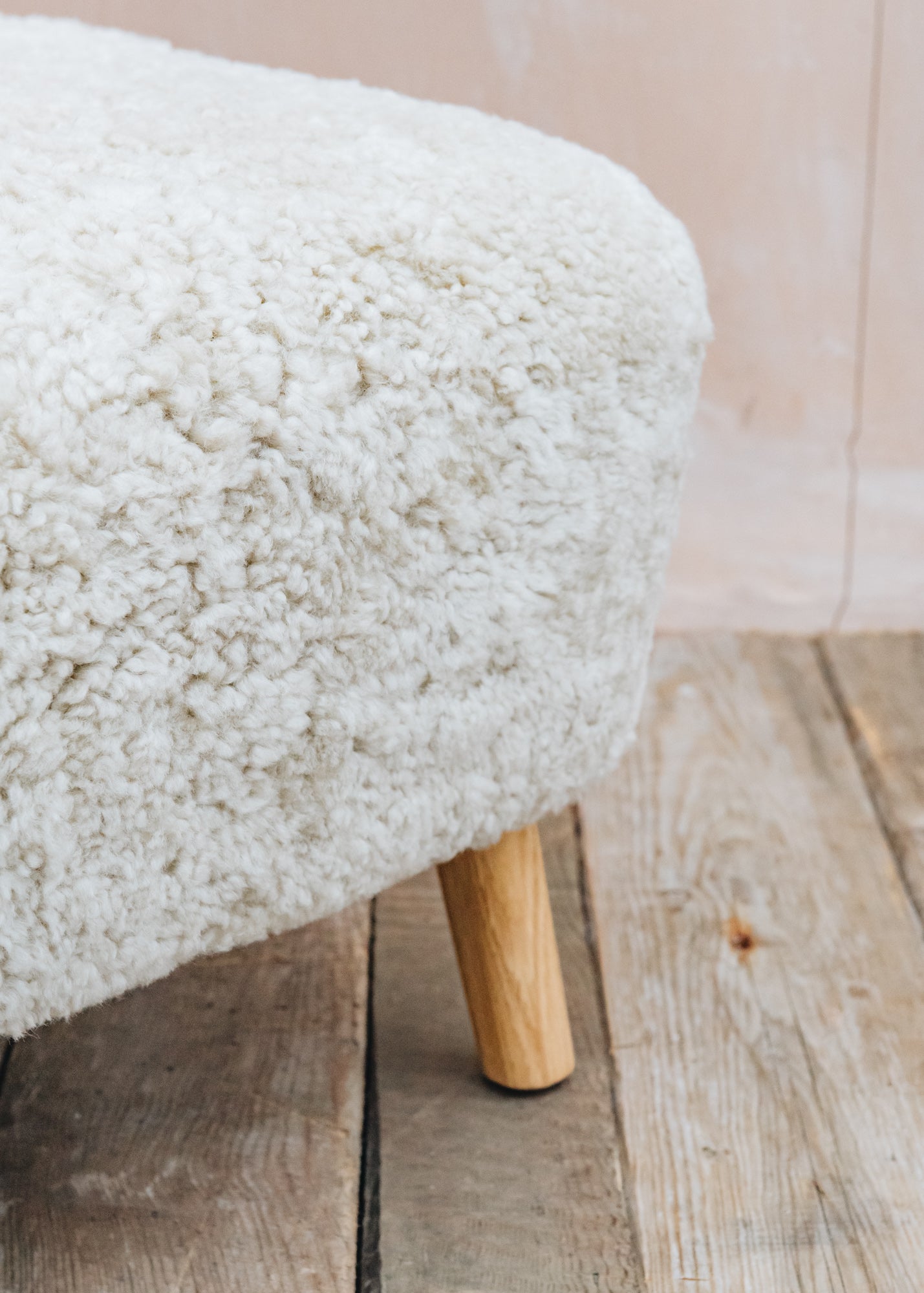 Moonlight Oak Sheepskin Pouffe