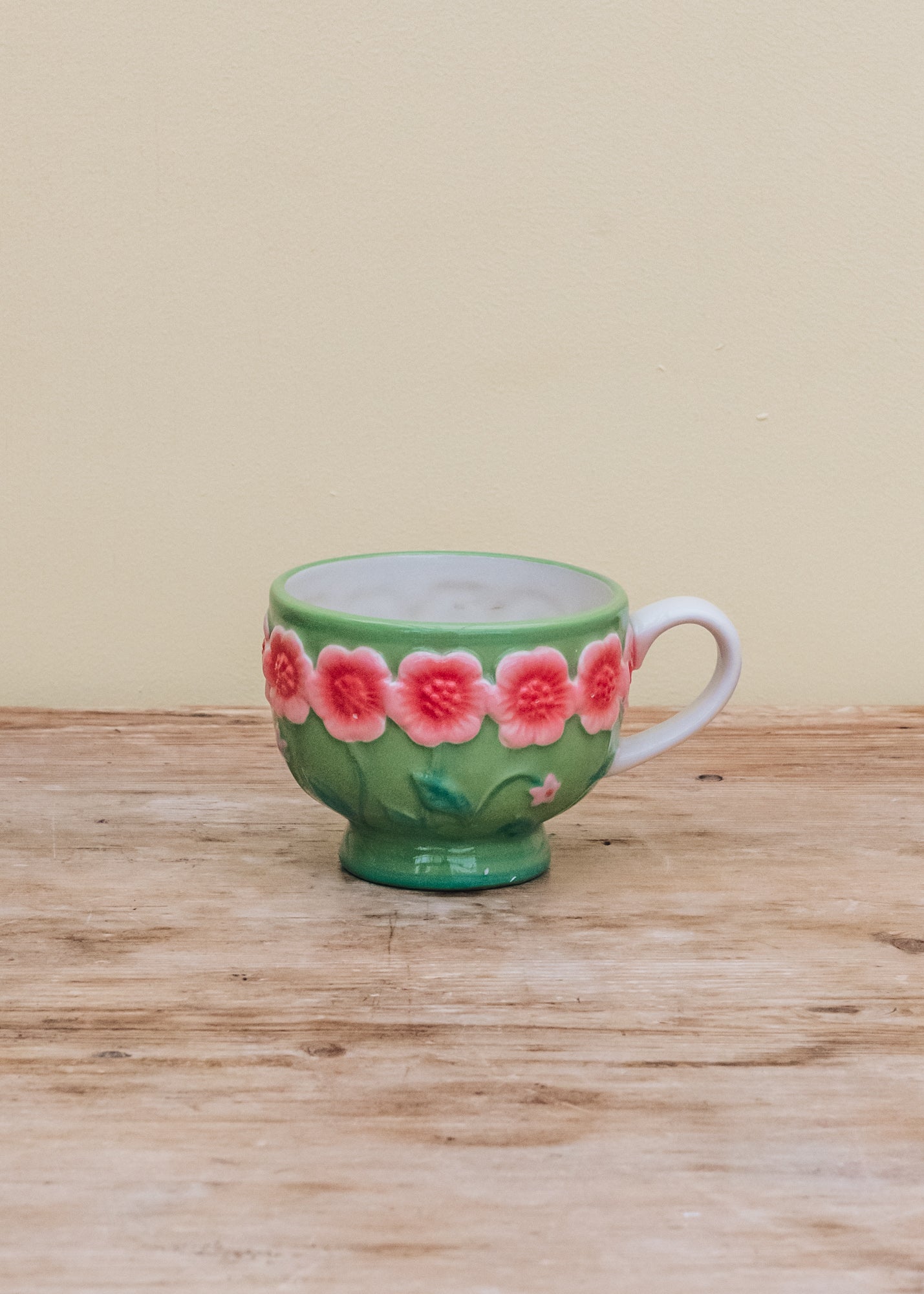 Sage Green Flower Embossed Mug