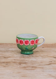 Sage Green Flower Embossed Mug