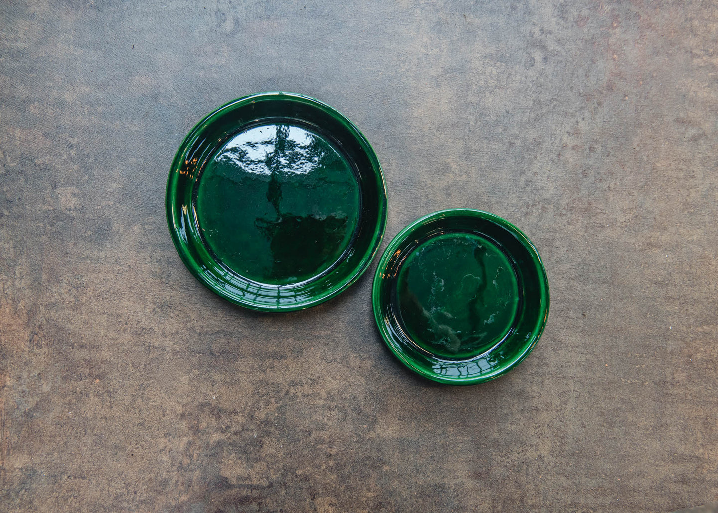 Emerald Green Glazed Copenhagen Saucers
