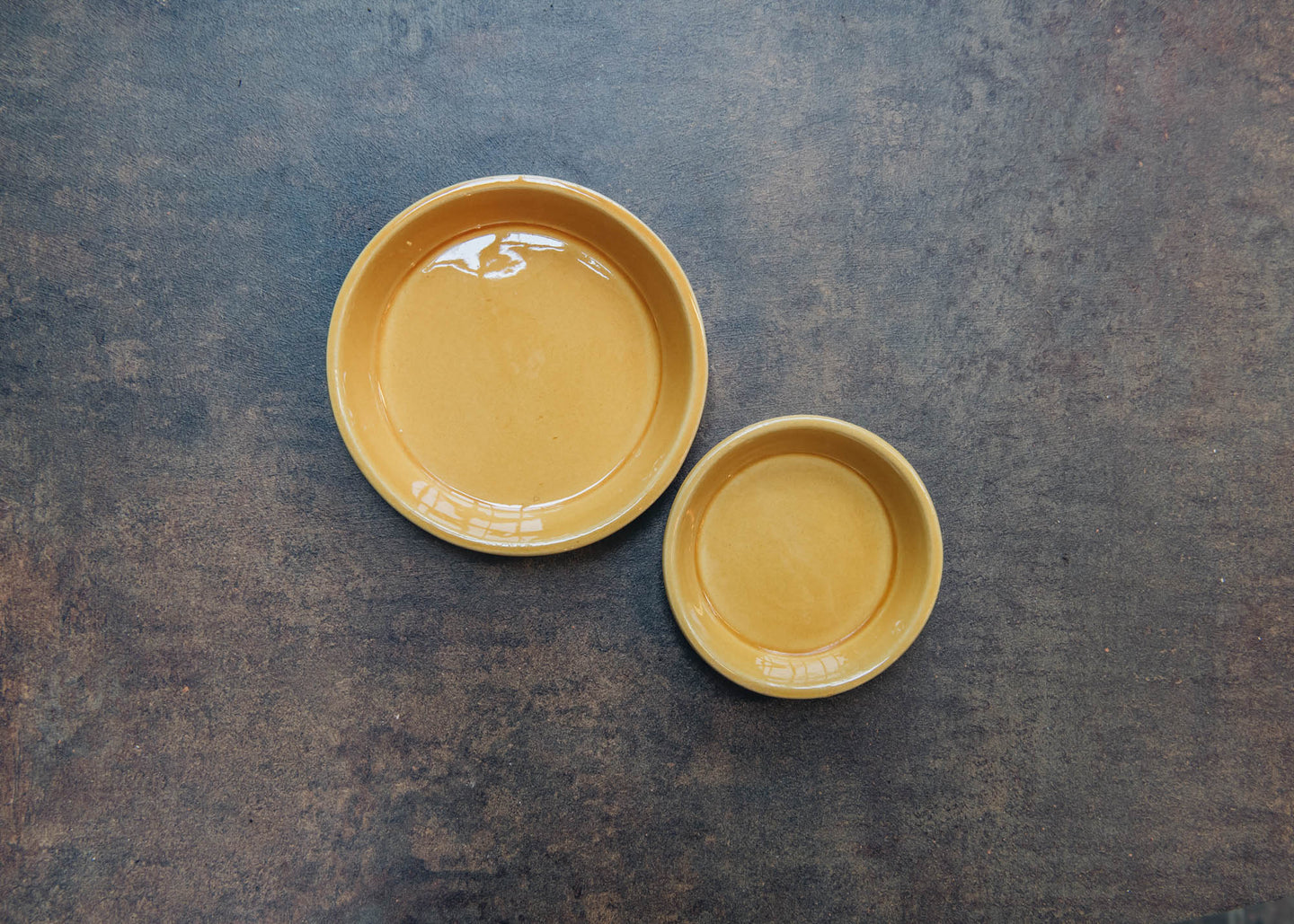 Amber Yellow Glazed Copenhagen Saucers