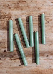 Six Pack of Dinner Candles in Atlantic Green