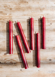 Six Pack of Dinner Candles in Red