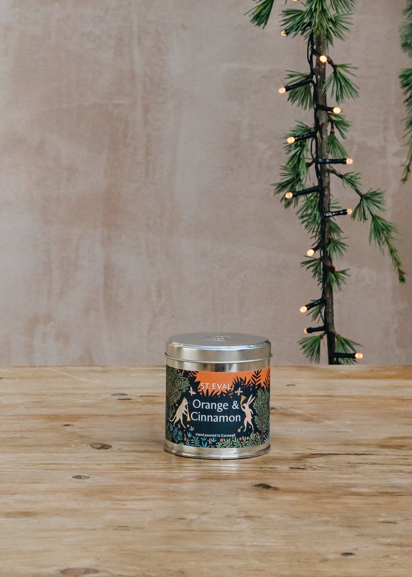 St Eval Tin Candle in Orange and Cinnamon