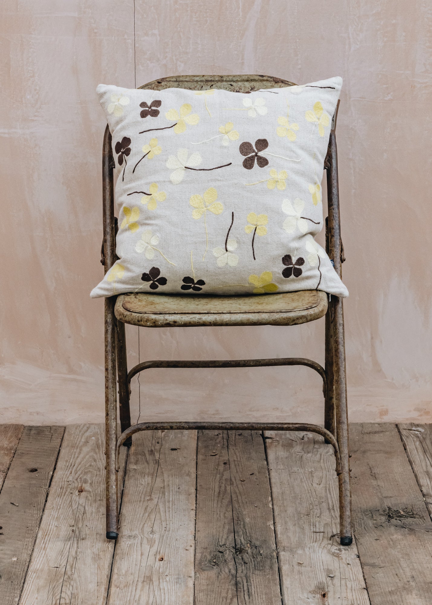 Fine Little Day Embroidered Yellow Clover Cushion