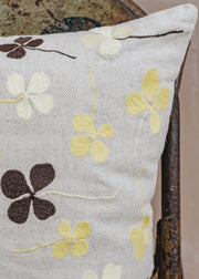 Fine Little Day Embroidered Yellow Clover Cushion